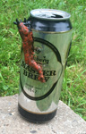 Slug crawling on a beer can